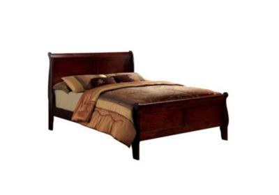 Queen Size Bed Cherry Louis Philippe Solid Wood 1 Piece Bed Bedroom Sleigh Bed Bedroom Furniture