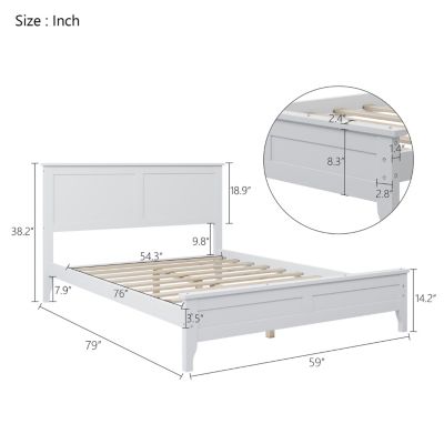 Streamdale Modern White Solid Wood Full Platform Bed