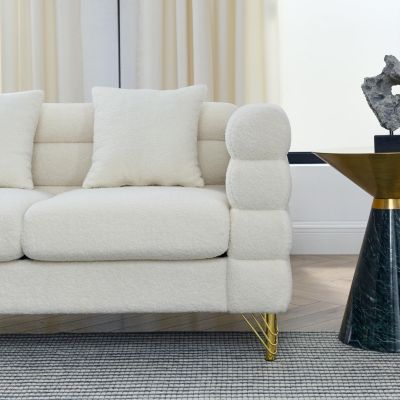 Streamdale 3 Seater + 3 Seater Combination Sofa.White Teddy(Ivory)