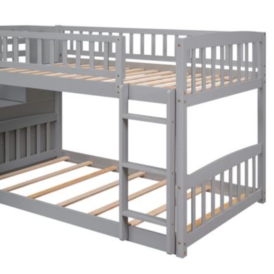 Stairway Twin Over Twin Bunk Bed With Two Drawers And Slide