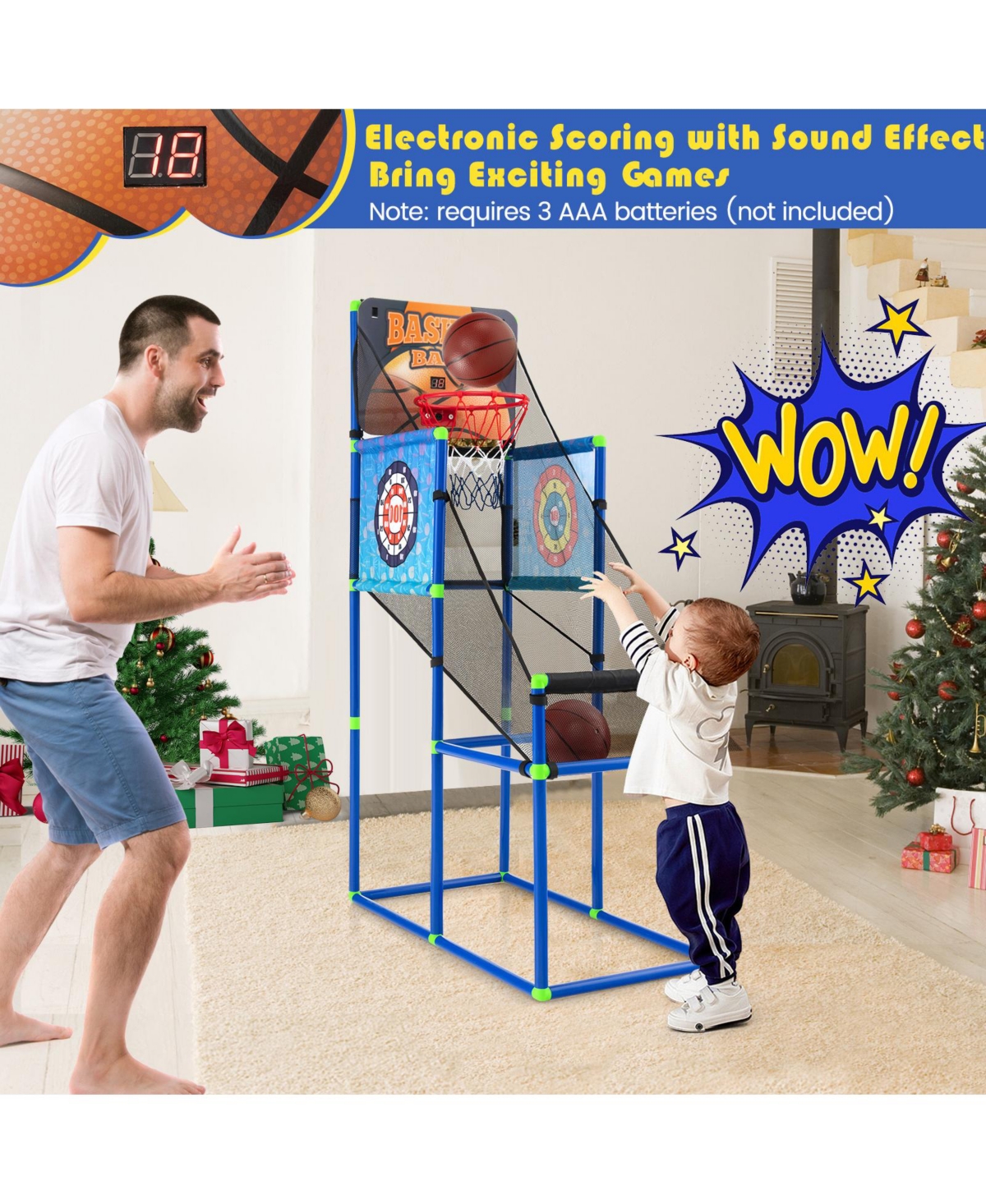 Slickblue Kids Basketball Arcade Game with Electronic Scoreboard and Sound Effect