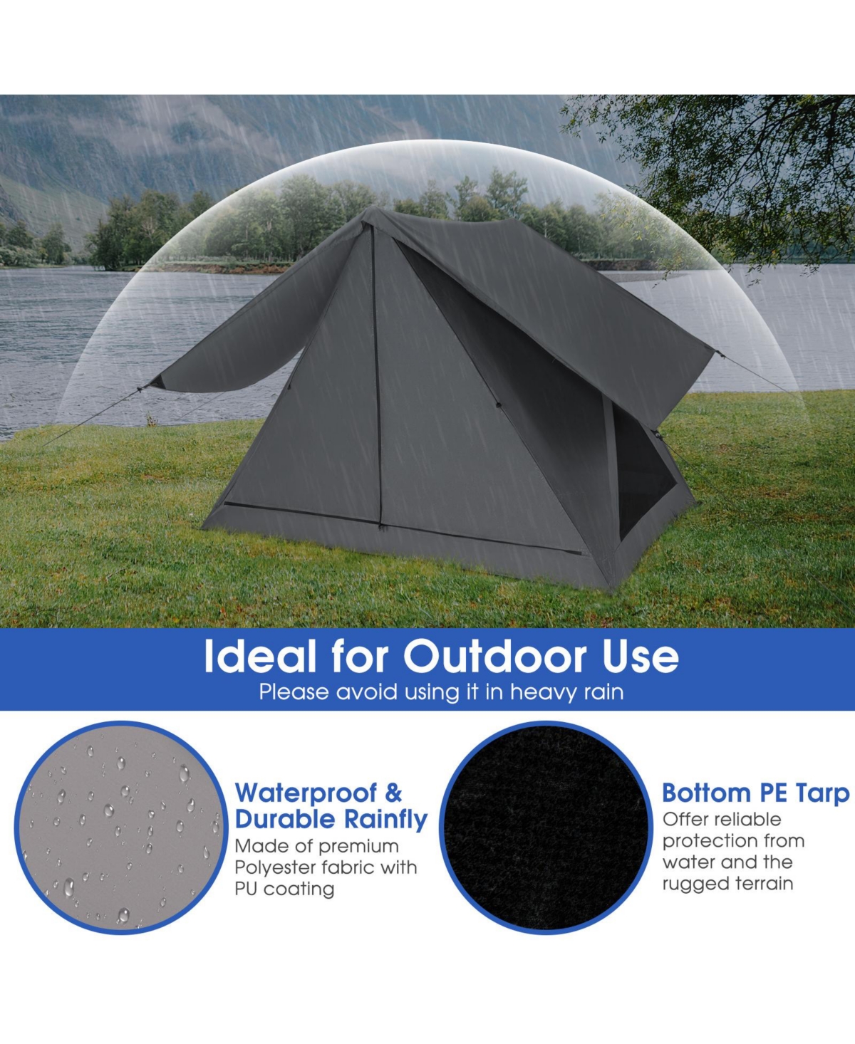 Slickblue Pop-up Camping Tent for 2-3 People with Carry Bag and Rainfly for Backpacking Hiking Trip