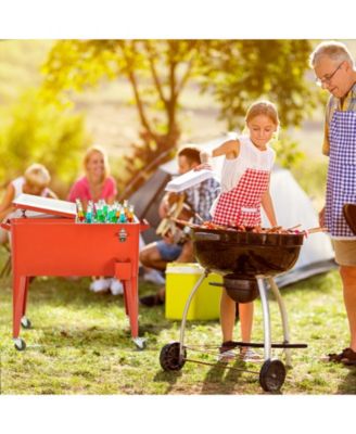 Red Portable Outdoor Patio Cooler Cart