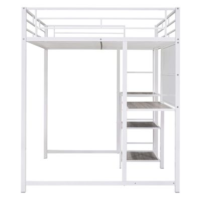 Streamdale Metal Loft Bed with Desk, Shelves & Ladder