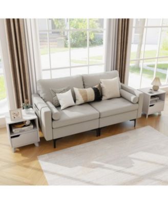 Mid Century Modern Bedside Table with Storage Drawer and Open Shelf-White