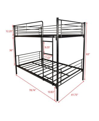 Twin Over Twin Bunk Bed, Metal Frame With Ladder