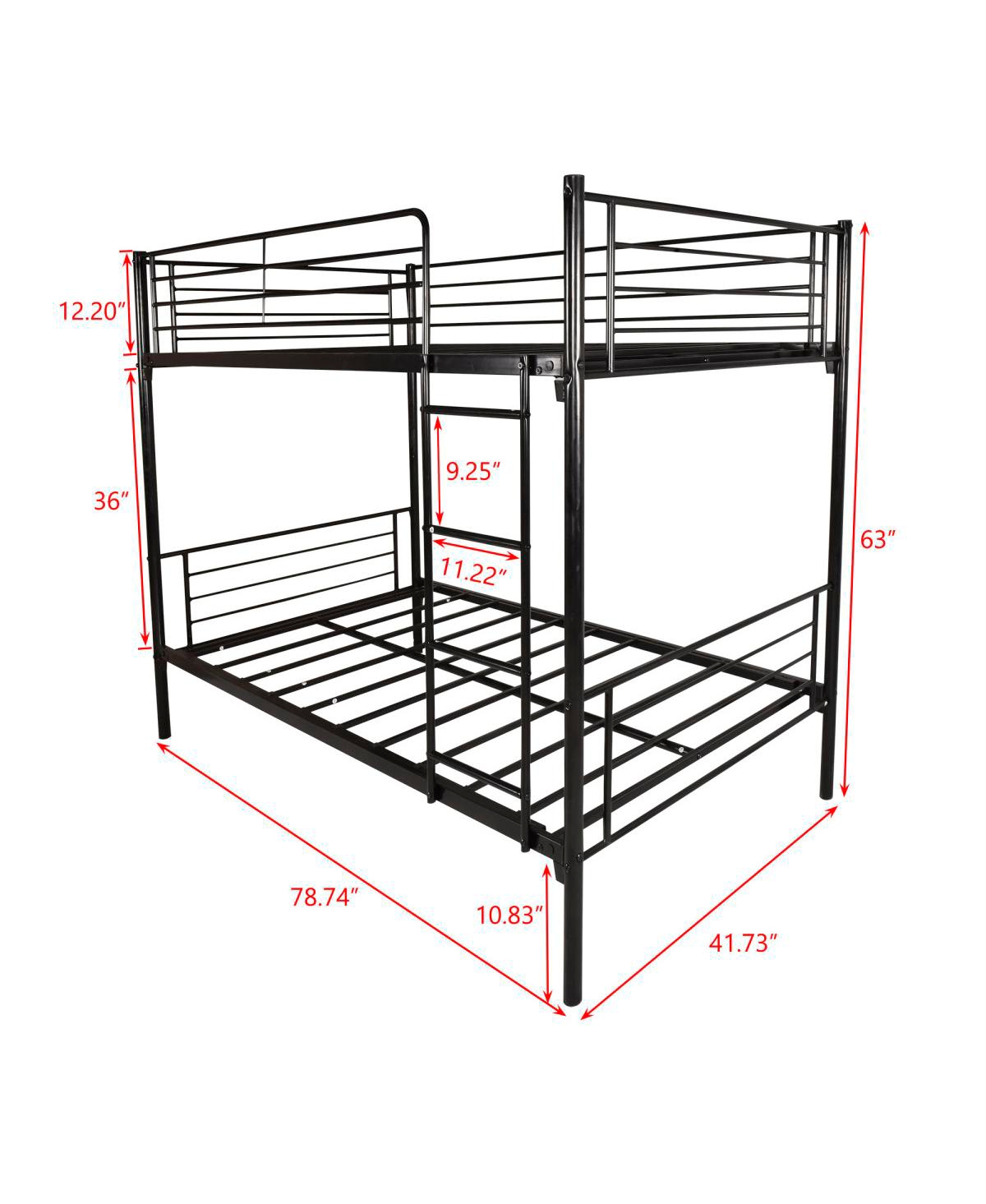 Simplie Fun Twin Over Twin Bunk Bed, Metal Frame With Ladder
