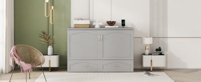 Queen Size Murphy Bed with USB Ports & Drawer