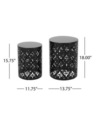 Elegant Iron Cut Side Table Set with Cylindrical Structure
