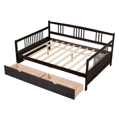 Streamdale Full Size Daybed Wood Bed With Two Drawers