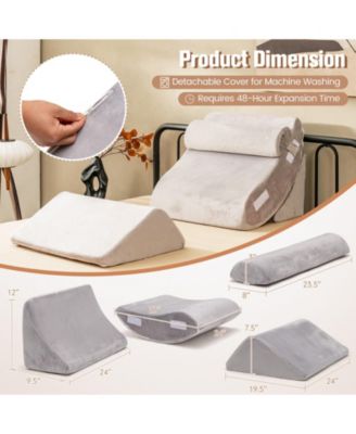 4 Pieces Bed Wedge Pillow for Back Neck and Leg Pain Relief-Gray