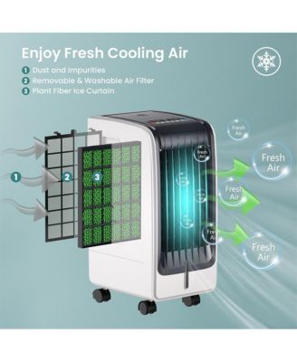 110V Portable Cooling Evaporative Fan with 3-Speed and 8H Timer Function