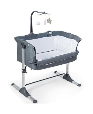 Height Adjustable Baby Side Crib  with Music Box & Toys