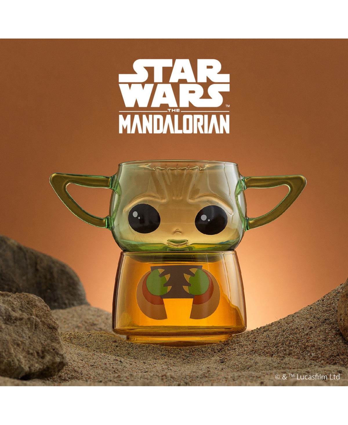 JOYJOLT STAR WARS STACKABLE CHARACTER COLLECTION GROGU DRINKING GLASSES 
