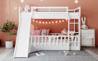Twin Over Twin Bunk Bed With Slide And Ladder