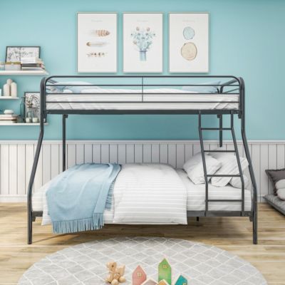 Heavy Duty Twin/Full Bunk Bed, Easy Assembly with Guardrail
