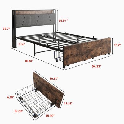 Vintage Storage Headboard Bed Frame