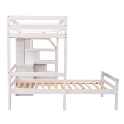 Streamdale Twin Loft Bed with Stairs, Desk, Storage