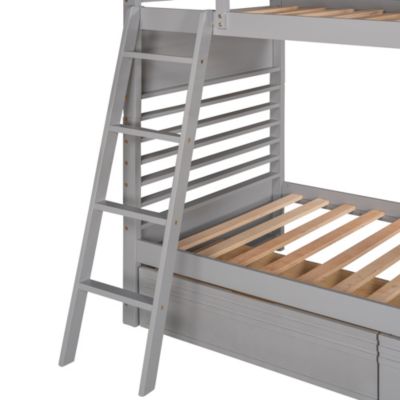 Streamdale Twin Over Twin Wood Bunk Bed With Two Drawers