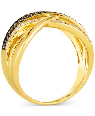 Chocolate Diamond & Nude Diamond Crossover Ring (1/3 ct. t.w.) in 14k Gold