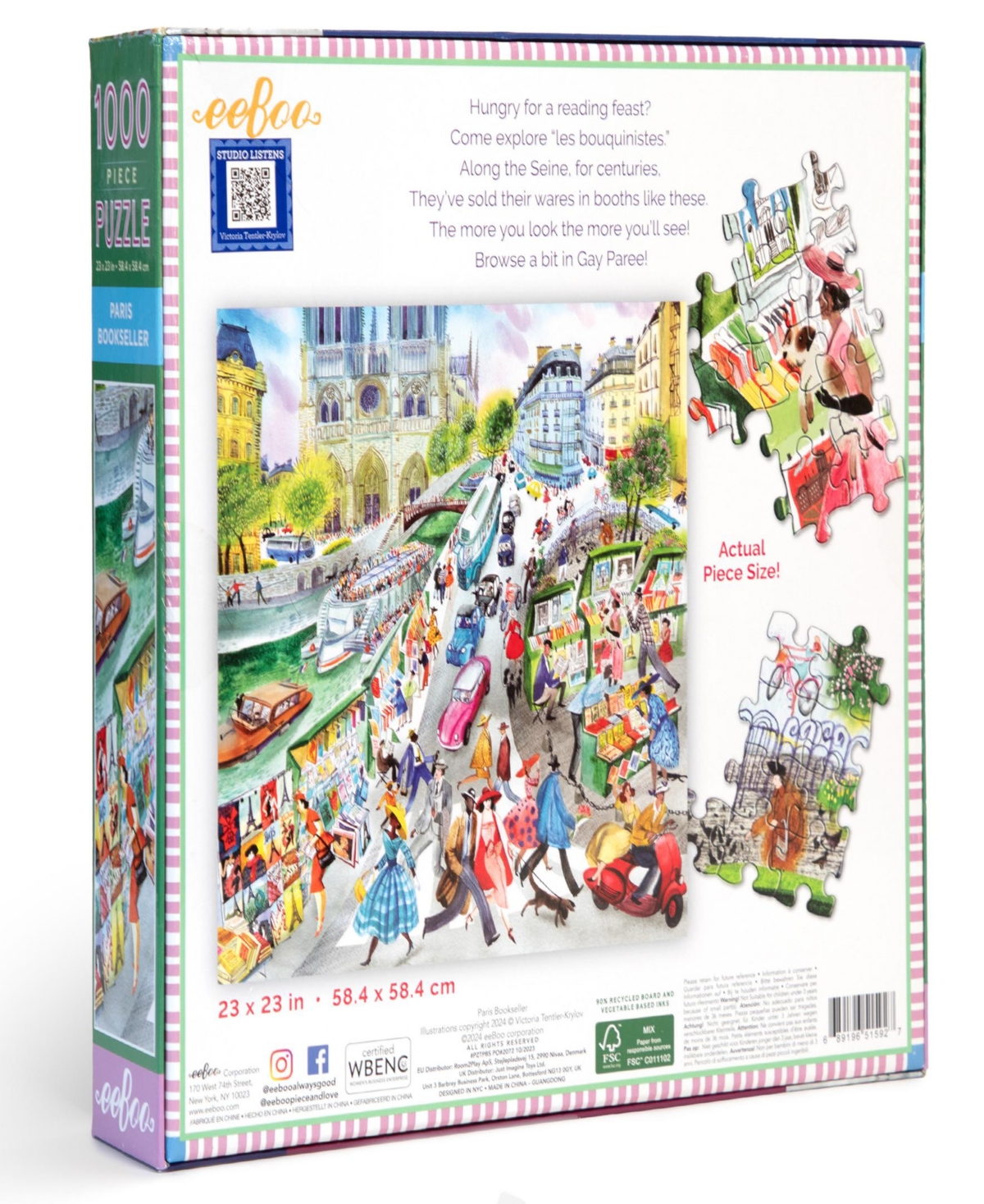 Eeboo Piece Love Paris Bookseller Puzzle In Multi