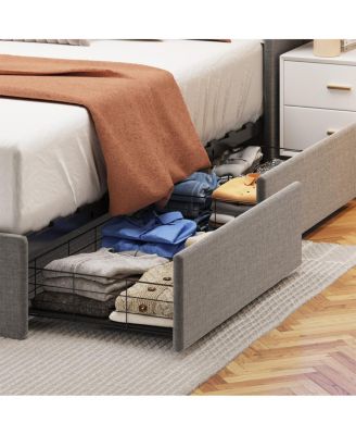 Queen Bed Frame with Storage Drawers