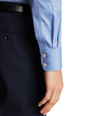 Men's Slim-Fit Non-Iron Glen Plaid Dress Shirt
