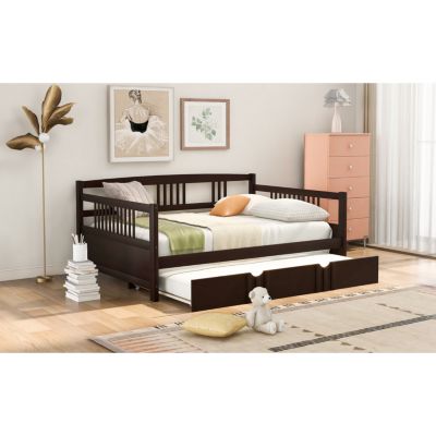 Streamdale Full Size Daybed Wood Bed With Twin Size Trundle