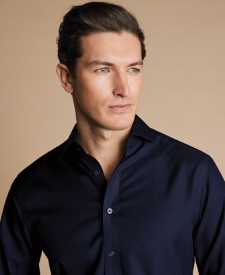 Men's Slim-Fit Non-Iron Solid Twill Dress Shirt 