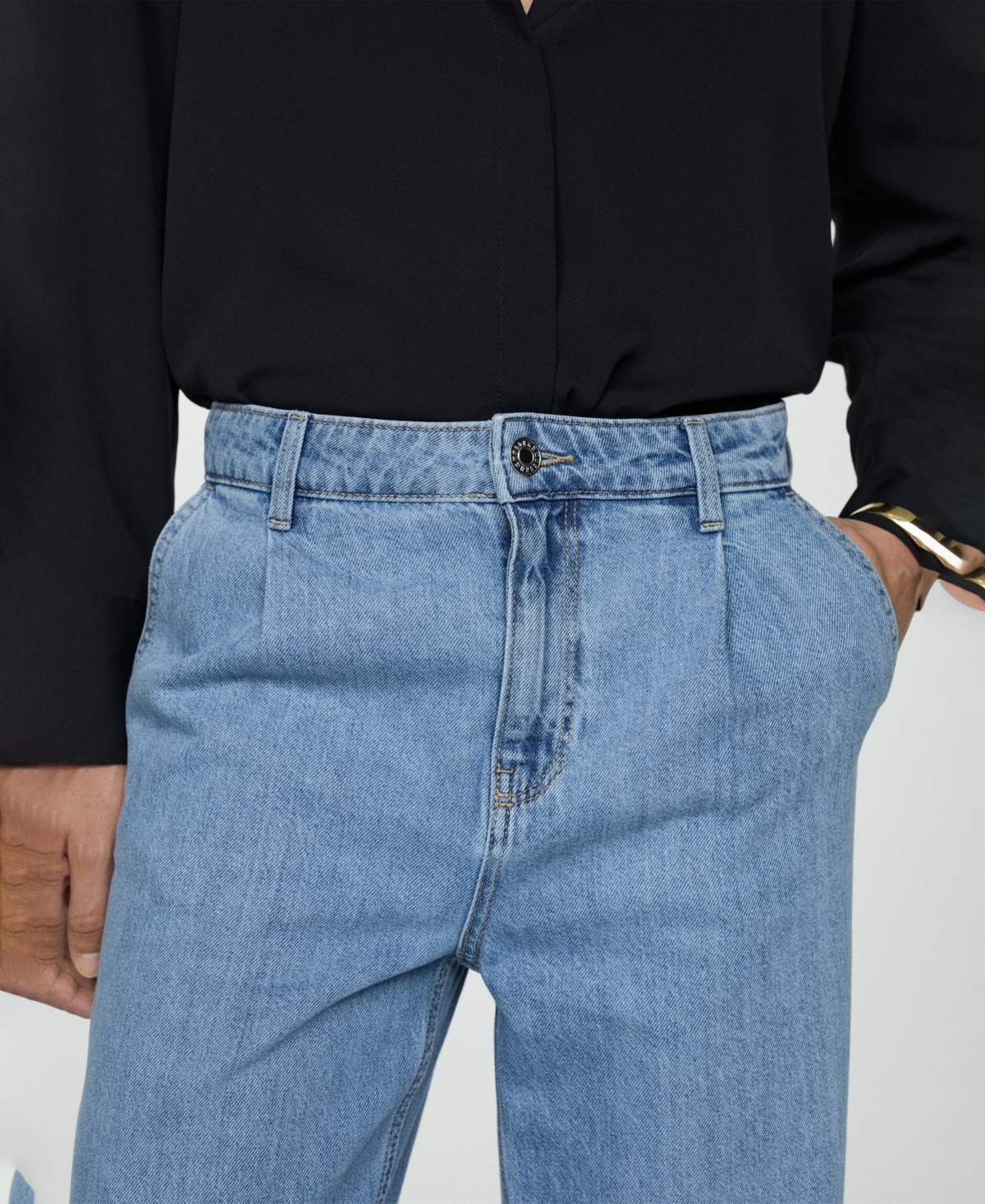 Mango Women's Straight Pleated Jeans