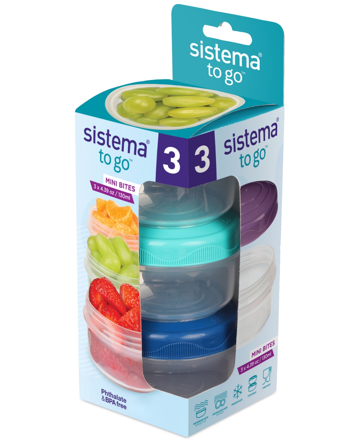 Sistema 3-pack To Go Mini Bites Food Storage Containers In Multi