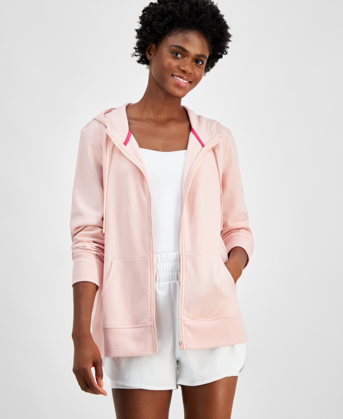 Id Ideology Women's Relaxed Zip-Front Long-Sleeve Fleece Hoodie, Created for Macy's