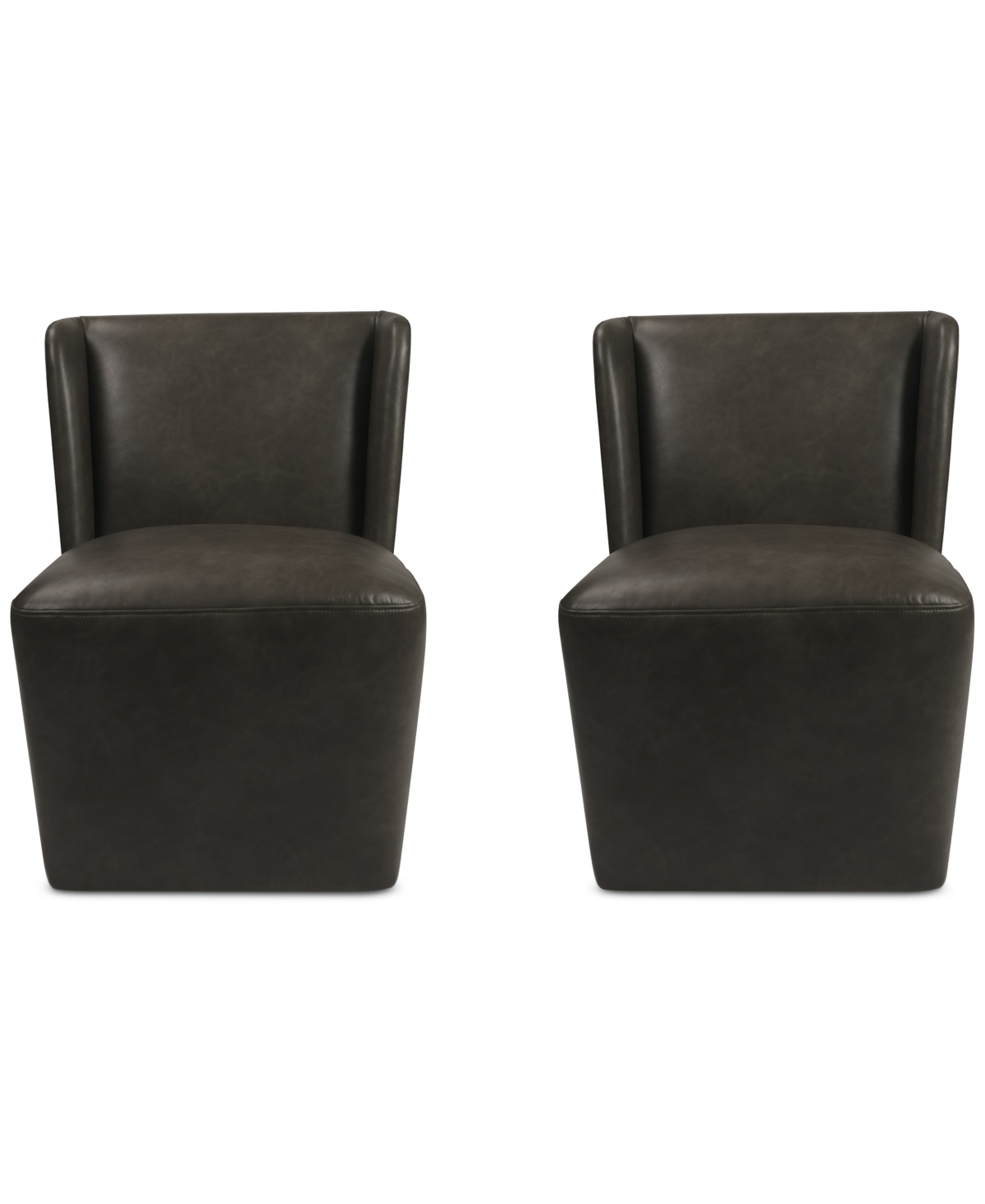 Macy's Seham 2-pc. Faux Leather Dining Chair Set, Created For  In Slate