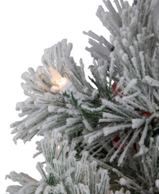 Pre-Lit Potted Snowy Bristle Pine Artificial Christmas Tree 5'
