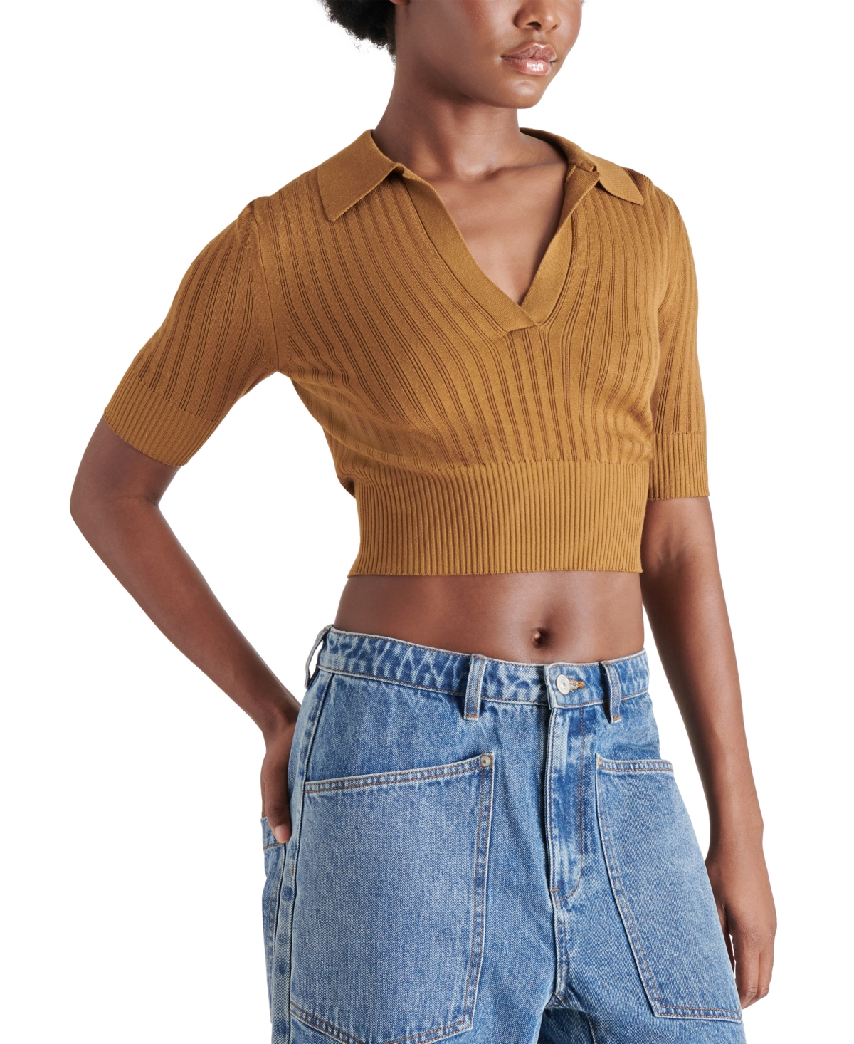Steve Madden Women's Charlise Cropped Polo Sweater
