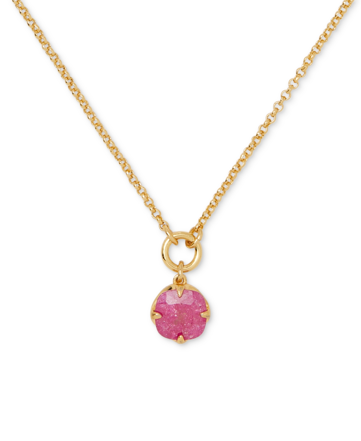 Gold-Tone Pop of Joy Spade Flower Pendant Necklace, 16" + 3" extender - Fuchsia.