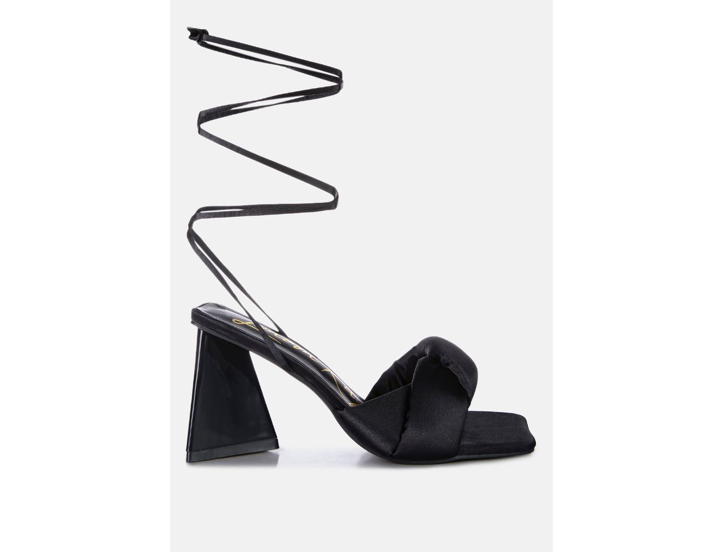 Женские сандалии London Rag Pristine Satin Strap Triangular Block Heel, цвет: Чёрный — фото 2