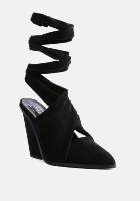 Womens Mama Fav Lace Up Block Heel Mules