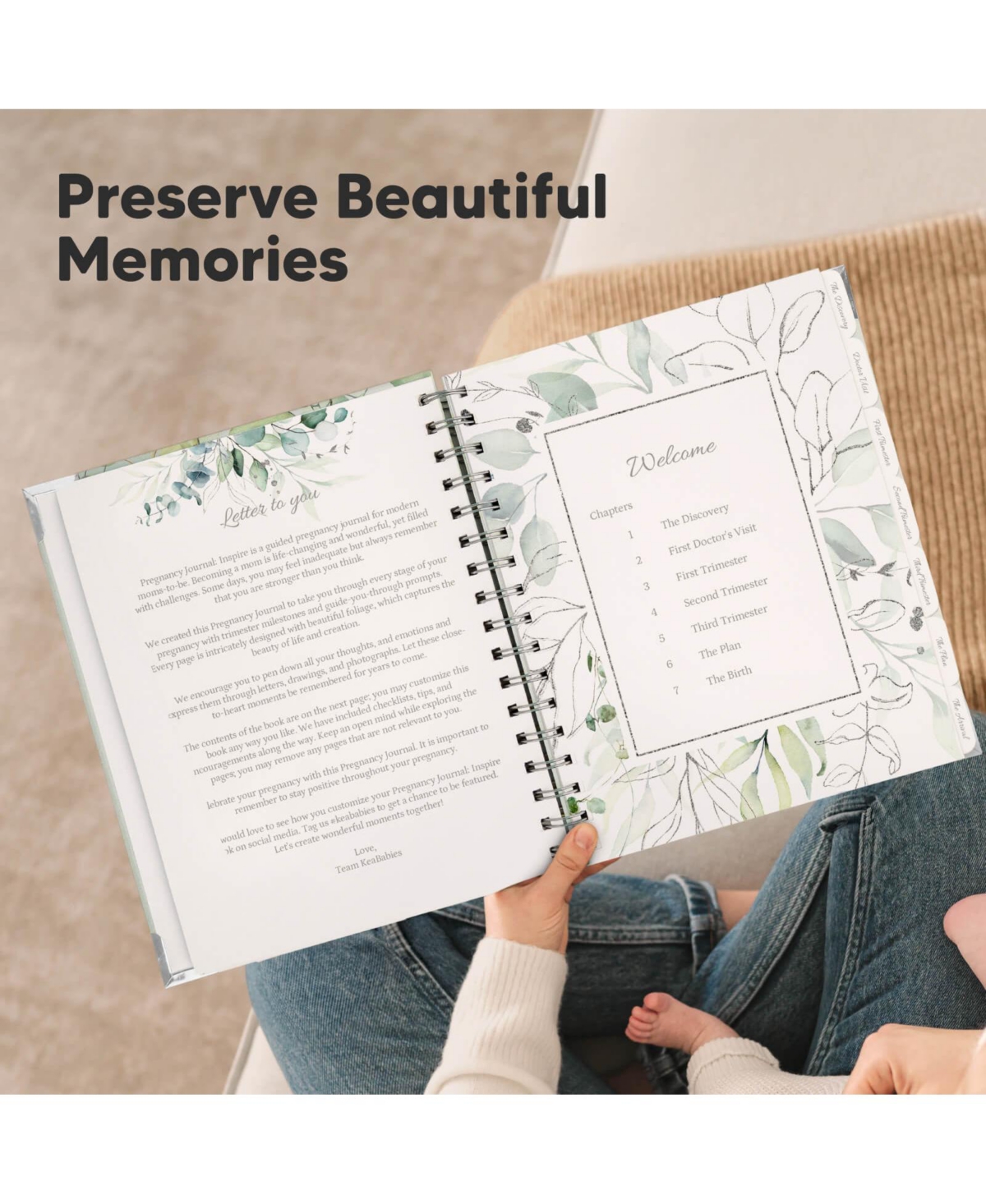 KeaBabies Pregnancy Journal Memory Book: Inspire, 90 Pages Hardcover Pregnancy Book, Pregnancy Journals for First Time Moms