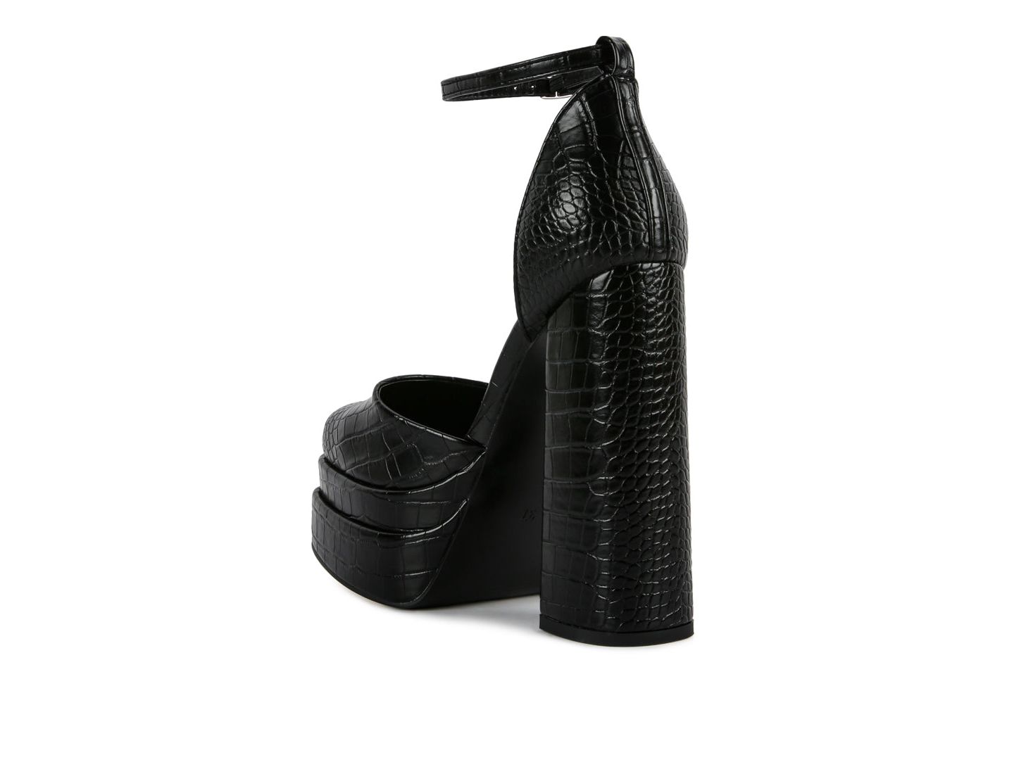 Женские сандалии London Rag Tempt Me Croc Textured High Block Heel, цвет: Чёрный — фото 3