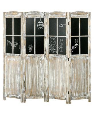 4 Panel Room Divider, Farmhouse Folding Board Privacy Screen