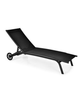6-Poisition Adjustable Outdoor Chaise Recliner with Wheels