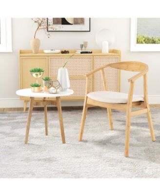 Wicker Accent Chair with Armrest and Curved Backrest-Natural