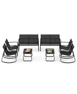 4-Piece Patio Rocking Chair Set with Glass-Top Table Outdoor Furniture for Porch, Yard, or Garden