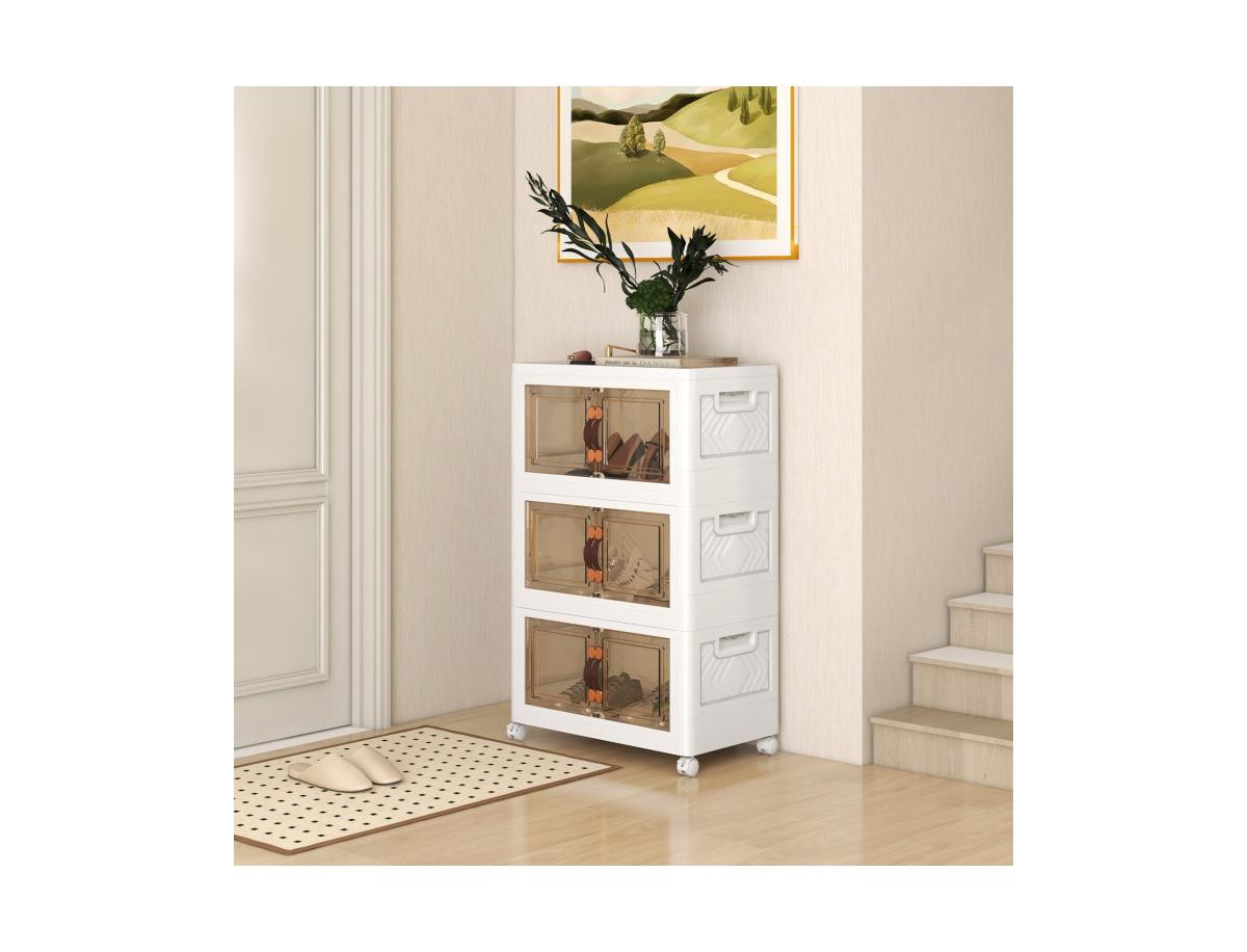 Slickblue Stackable Storage Bins with Lockable Wheels-3 Pack
