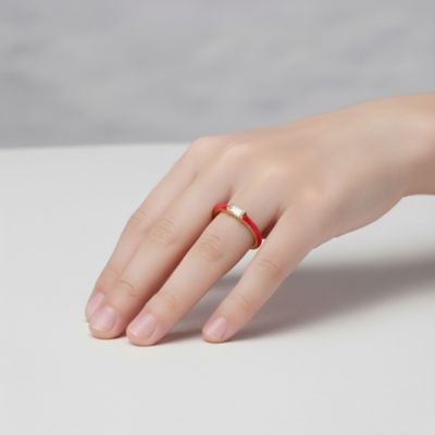 14k Gold Plated Cubic Zirconia Baguette Solitaire Colored Enamel Slim Stacking Ring