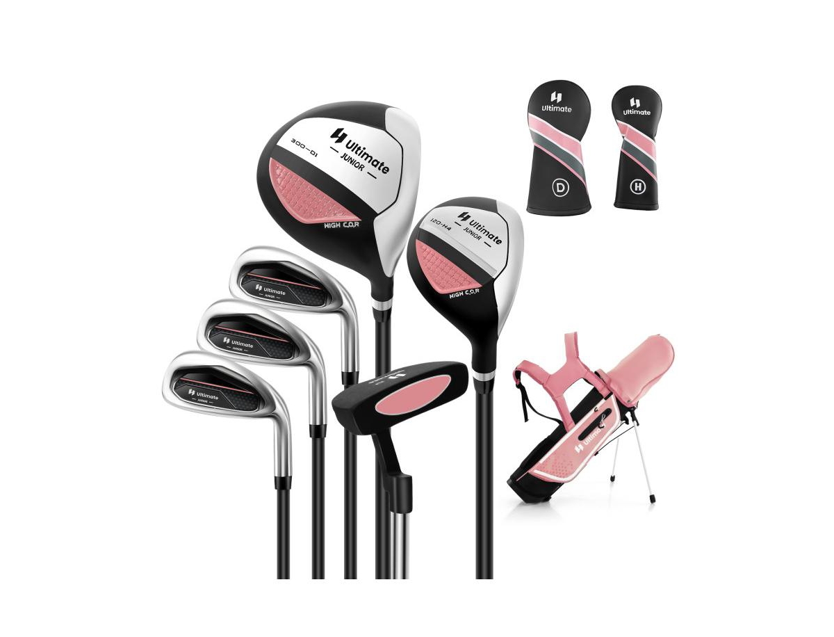 Slickblue Junior Complete Golf Club Set with Stand Bag Rain Hood