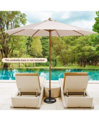 Patio Umbrella with 8 Wooden Ribs and 3 Adjustable Heights