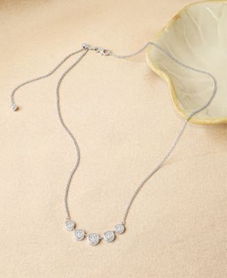 Diamond Bezel Five Stone Adjustable 18" Collar Necklace (1/2 ct. t.w.) in Sterling Silver or 14k Gold-Plated Sterling Silver