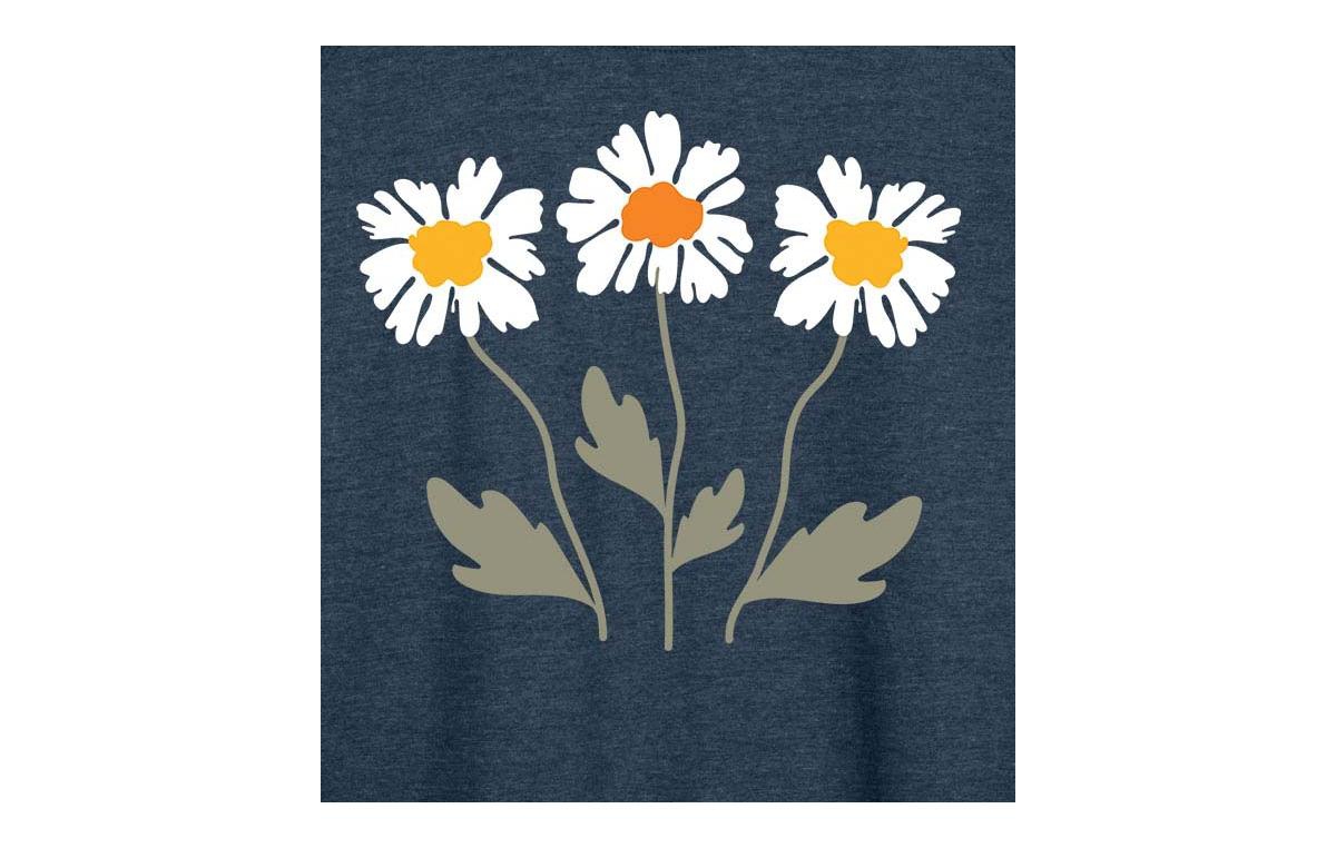Hybrid Apparel Retro Daisies Plus Size Graphic Pullover In Heather Indigo